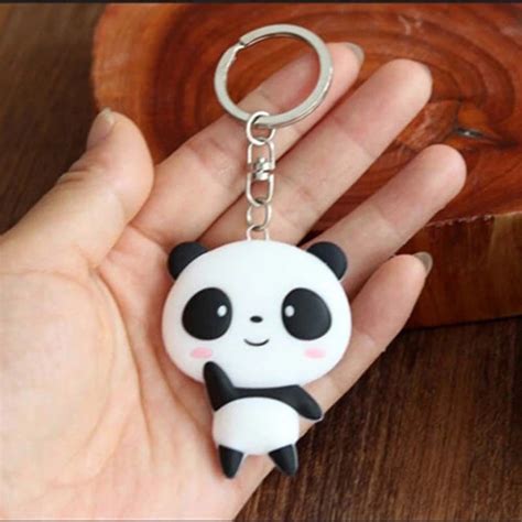 Silicone Animals Panda Handbag Key Ring Chain Cute Cartoon Panda Keychain Keyring Bag Pendant-in ...