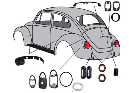 Vintage Volkswagen & VW Parts | Body Rubber Kit, Beetle 1962-1963