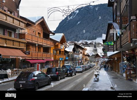 Centre of the resort of Morzine, Portes du Soleil Ski Region, Haute Savoie, France Stock Photo ...