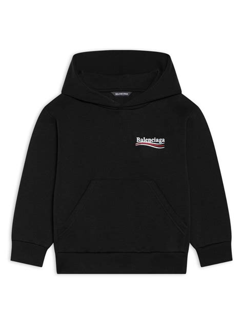 BALENCIAGA KIDS Political Logo Hoodie Black – MAISONDEFASHION.COM