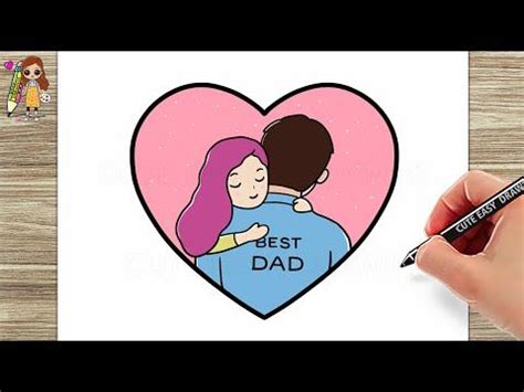 How to draw Father and Daughter | Father's Day, Cute Easy Drawing - BEST DAD