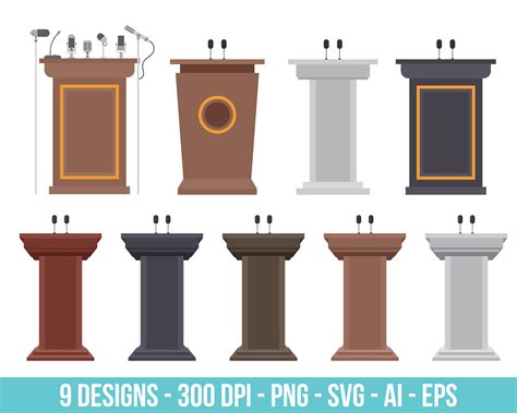 Wooden Podium Clipart Set. Digital Images or Vector Graphics for ...