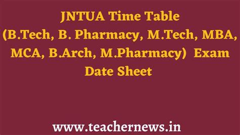 JNTUA Time Table 2023 Check JNTU Anantapur R09, R13, R15, R17 | (B.Tech, B. Pharmacy, M.Tech ...