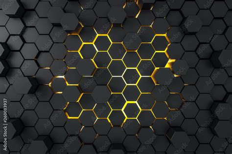 Abstract dark hexagon wallpaper Stock Illustration | Adobe Stock