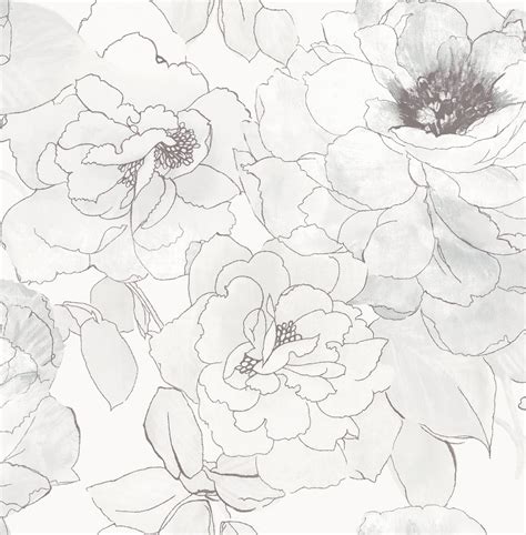 Black and White Floral Peel and Stick Wallpaper Romantic and - Etsy