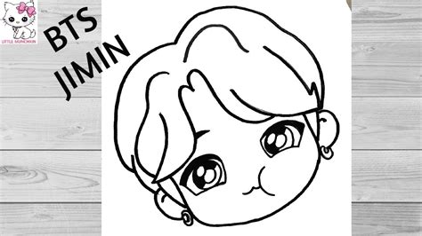 BTS drawing | How to Draw JIMIN from TinyTAN BTS Step by Step | BTS ...