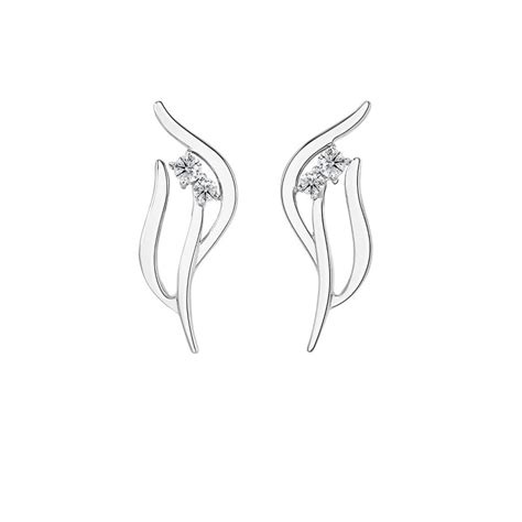 Diamond Fluid Visions Stud Earrings in 14K White Gold - Maxi-Cash