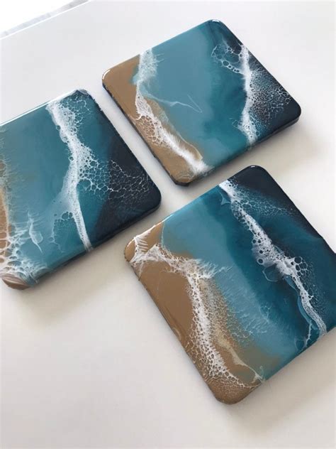 Square Beach Resin Art Coaster Set – WLB Designs