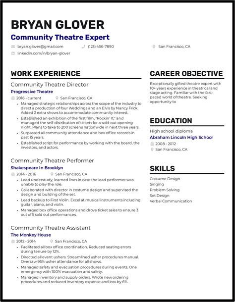 Skills To Put On Technical Theater Resume - Resume Example Gallery