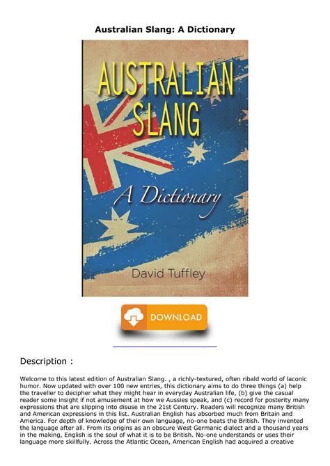 PDF/READ Australian Slang: A Dictionary bestseller by jennydurhamase ...