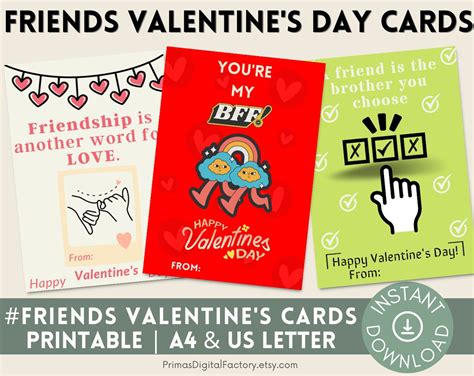 FRIENDS Valentine's Day CARDS for Friends, School Classroom or Old Friends - Etsy