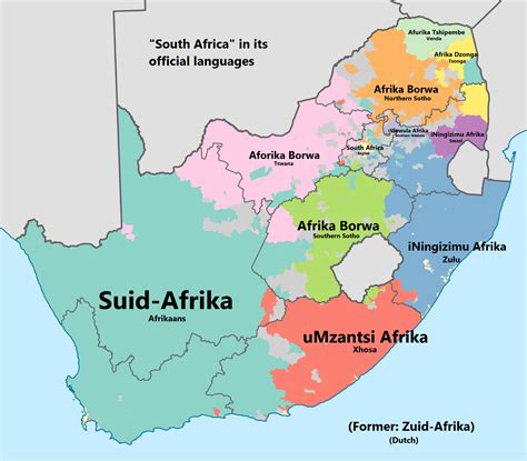 "South Africa" in its official languages [2000 x 1753] : r/MapPorn