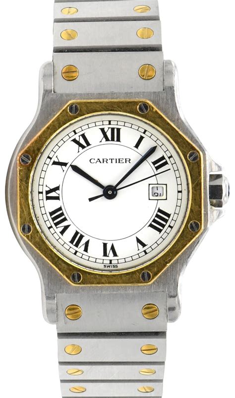 Lot - Cartier Santos Stainless Steel & 18K Gold Wristwatch