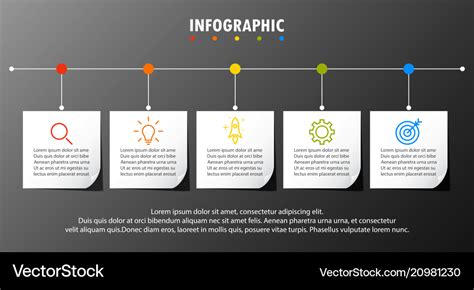 Infograph concept timeline realistic paper 5 steps