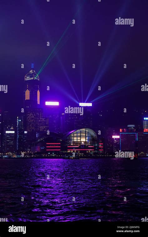 Hong Kong symphony of lights show Stock Photo - Alamy