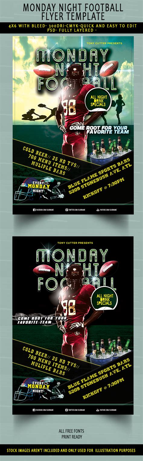 Monday Night Football Flyer (Free Download) PSD on Behance