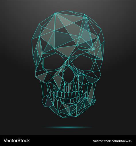 Low poly skull thin line skull Royalty Free Vector Image