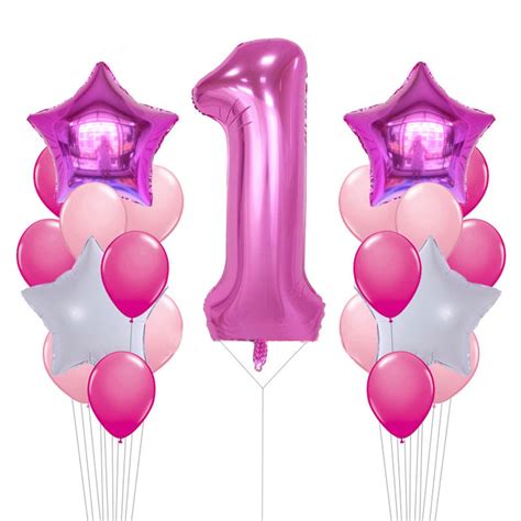 GIANT PINK Number 1 Balloons Pink Party Balloons Girl's | Etsy