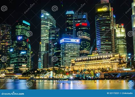 Singapore City Skyline View of Business District in the Night Ti Editorial Photo - Image of ...