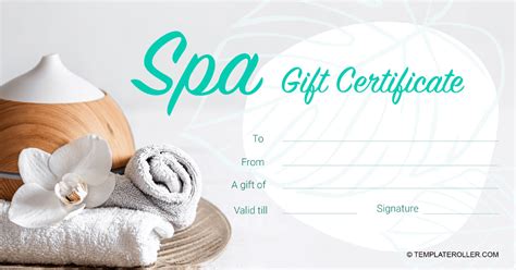 SPA Gift Certificate Template - Blue Download Printable PDF | Templateroller