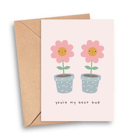 'You're My Best Bud' Galentines Day Card | Cute Flower Pun Card ...