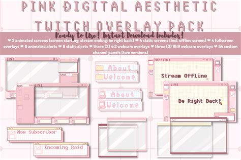 Pink Digital Aesthetic Twitch Package Graphic by Tiffawa's Artisms ...