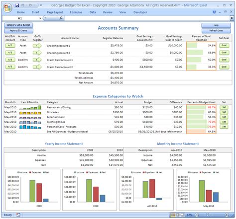 Excel Budget Spreadsheet | Personal Budgeting Software | Checkbook Register Template | Excel ...