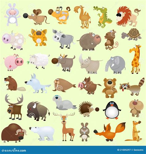 Big cartoon animal set stock vector. Illustration of elephant - 21005297