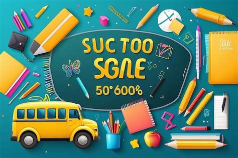 Premium Photo | Back to school sale vector banner poster template Education background with ...