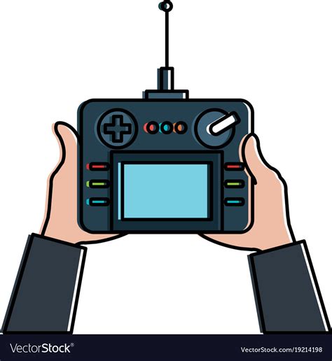 User hand with drone remote control Royalty Free Vector
