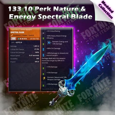 Modded 133 10 Perk Nature & Energy Spectral Blade - Fortnite