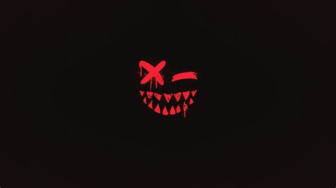 Scary Face Demon Minimalism Smile Dark Tooth Closed Eyes Wallpaper ...