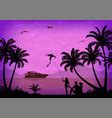 Tropical beach landscape scene at night Royalty Free Vector