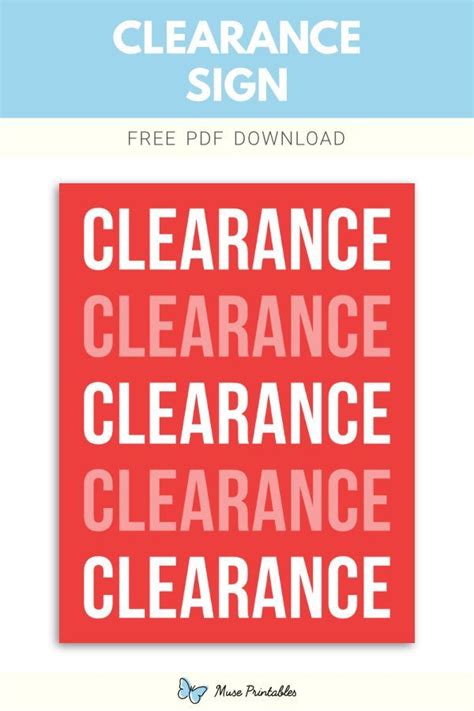 Printable Clearance Signs - Printable Calendars AT A GLANCE