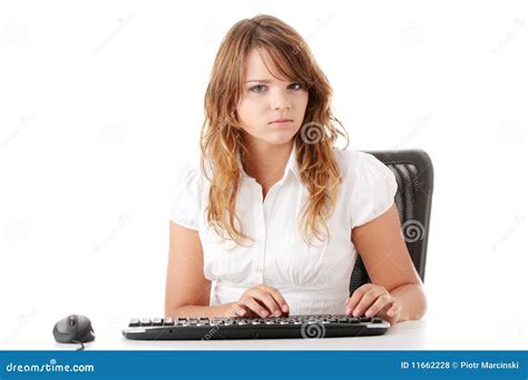 Young Woman Working on Computer Stock Photo - Image of beauty, background: 11662228