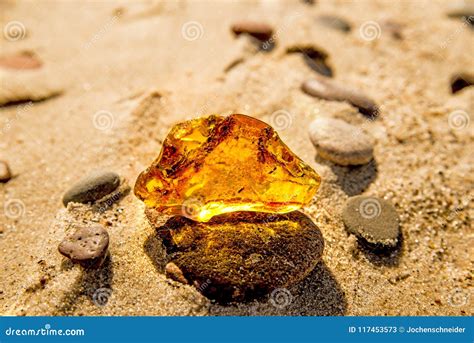 Amber on a Beach of the Baltic Sea Stock Image - Image of resin ...