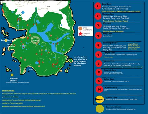 The Forest Map with information for each cave : r/TheForest