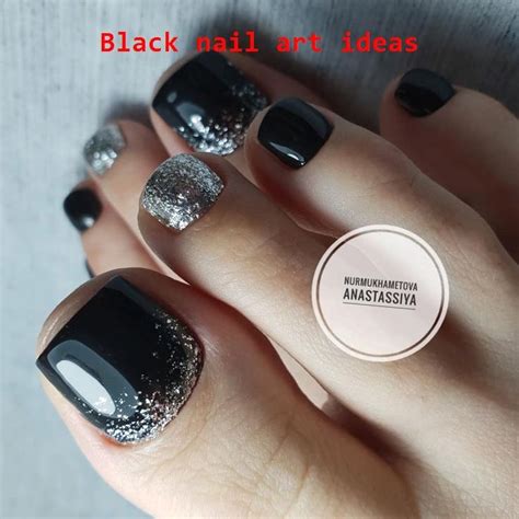 20 Simple Black Nail Art Design Ideas 1 in 2020 | Black nail art, Gel toe nails, Toe nail designs