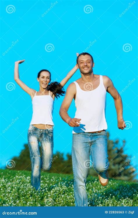 Young couple run stock image. Image of girlfriend, friends - 22826563