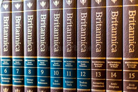 Encyclopedia Britannica Volumes on a Shelf in a Public Library Editorial Photography - Image of ...