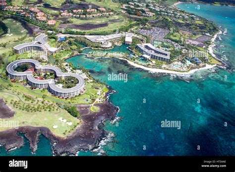 Aerial view of the luxury resort Hilton Waikoloa Village on the west Stock Photo: 135342214 - Alamy