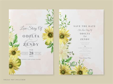 Wedding Card Template Sunflower Design Graphic by Agnetart · Creative Fabrica