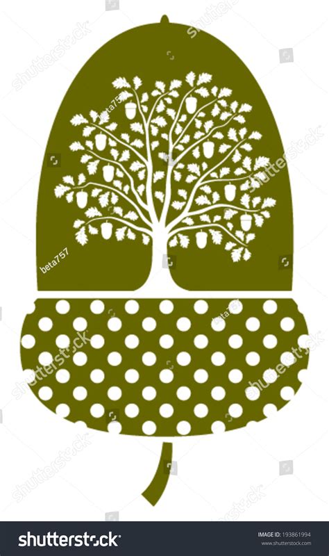 Vector Oak Tree Acorn Isolated On Stock Vector (Royalty Free) 193861994 | Shutterstock