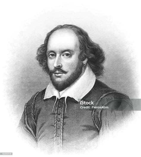 William Shakespeare Antique Engraved Portrait Stock Illustration ...