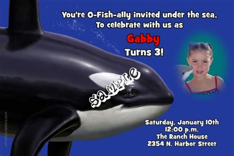 Whale Shamu Birthday Invitation