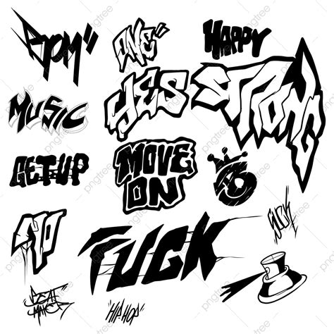 Gambar Vektor Set Grafiti, Coretan, Vektor Font, Lukisan Dinding Grafiti PNG dan Vektor dengan ...