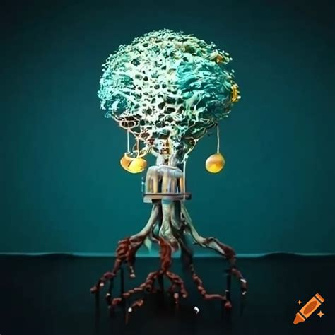Surreal art of a robot catching flies with a pudding tree on Craiyon