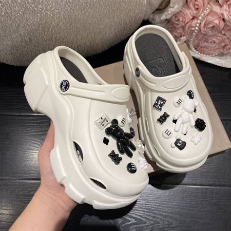 White crocs with heel | Crocs fashion, Crocs with charms, Platform crocs