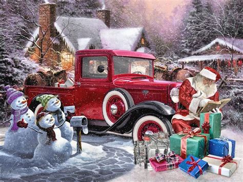 1934 Ford pickup (32) Cristmas card art | Christmas red truck, Red ...