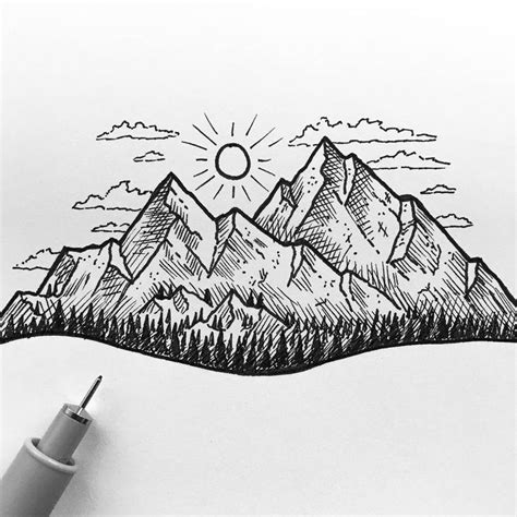 Drawing mountain landscape Drawing mountain landscape – – #drawing # ...